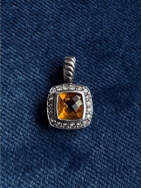 David Yurman 925 Sterling Silver Citrine
& Diamond Petite Albion Pendant